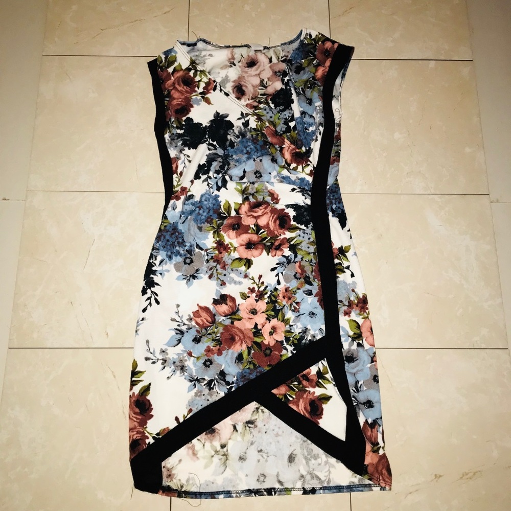 White floral split dress